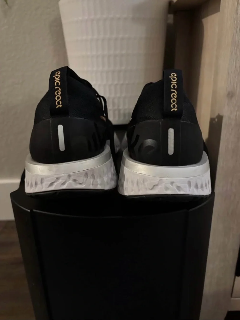 Nike Epic React Flyknit Sneakers Metallic Gold Swoosh